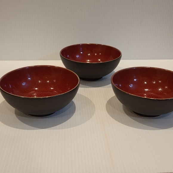 Jars France TOURRON CERISE Cherry Dark Red 5.5” Soup Salad Dessert Bowl Set of 3 - Picture 5 of 14
